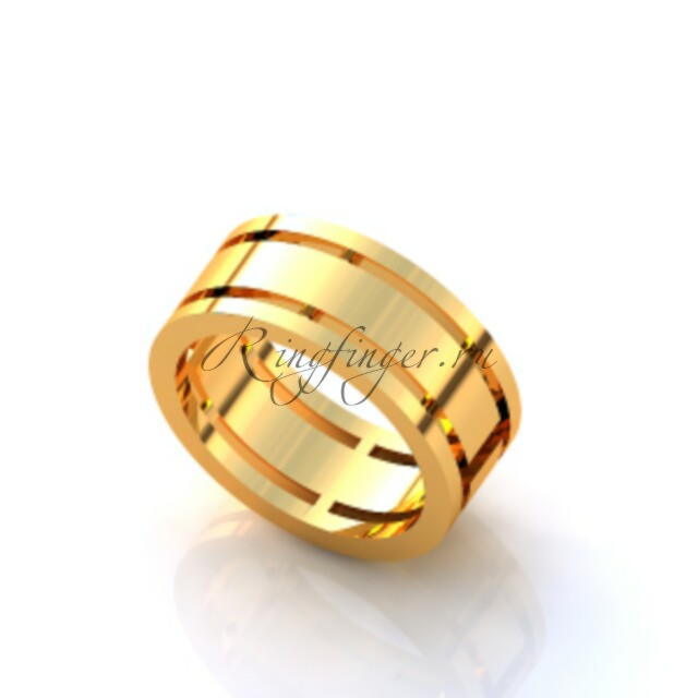Плоское обручальное кольцо с широким охватом