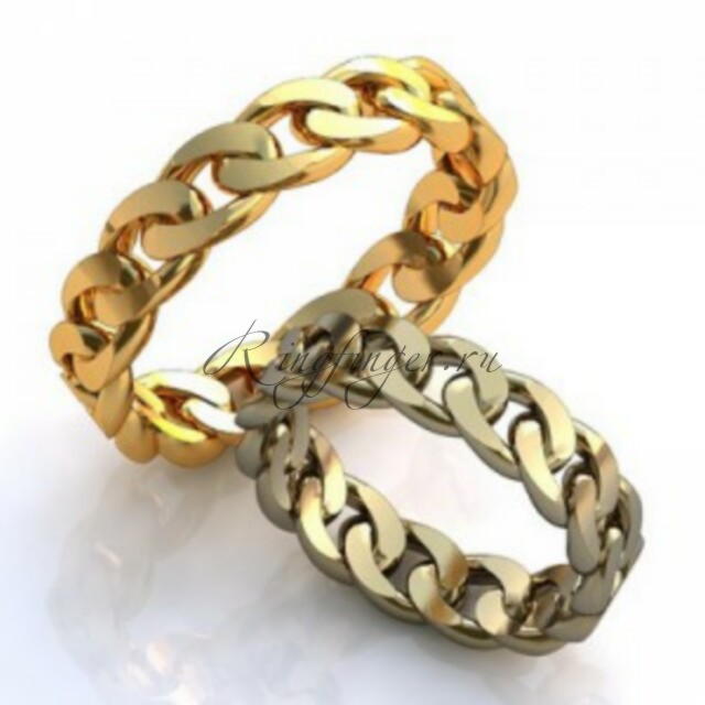 Плоское венчальное кольцо в форме цепочки