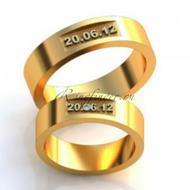 Плоское кольцо для венчания с памятной датой