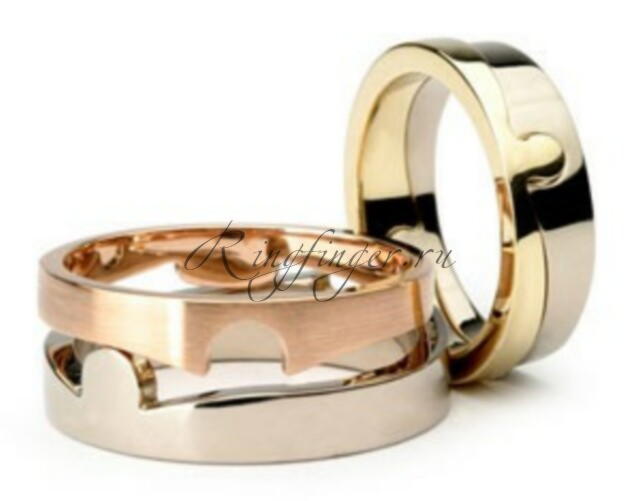 Фантастические кольца для венчания плоского типа совмещаемые между собой