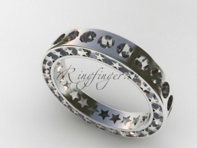 Плоское свадебное кольцо - Звездное