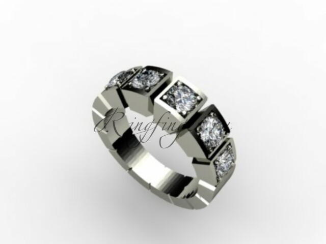 Венчальное кольцо с камнями помещенными в кубическое оформление