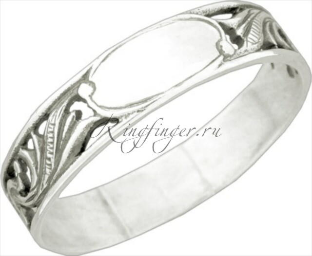Серебряное кольцо для венчания с оригинальным узором