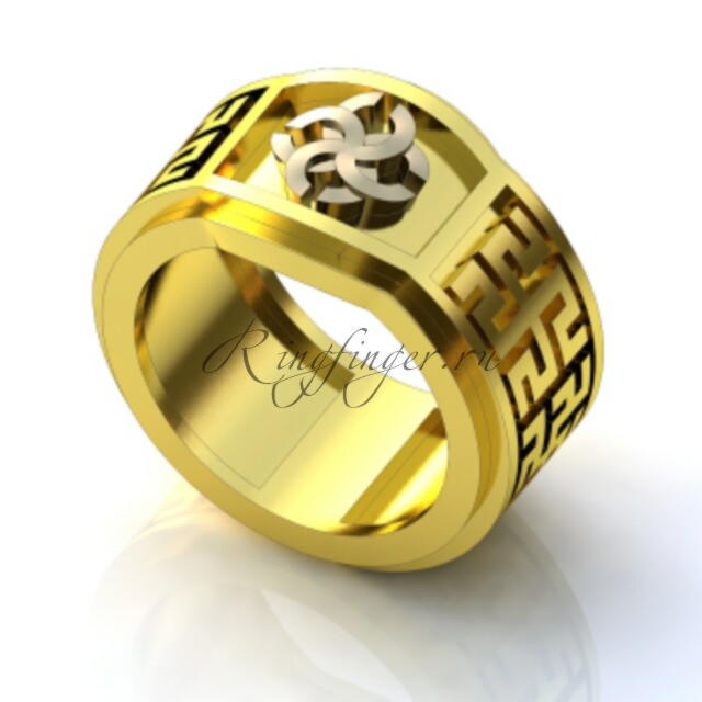 Славянские свадебные кольца с узором и центральным символом