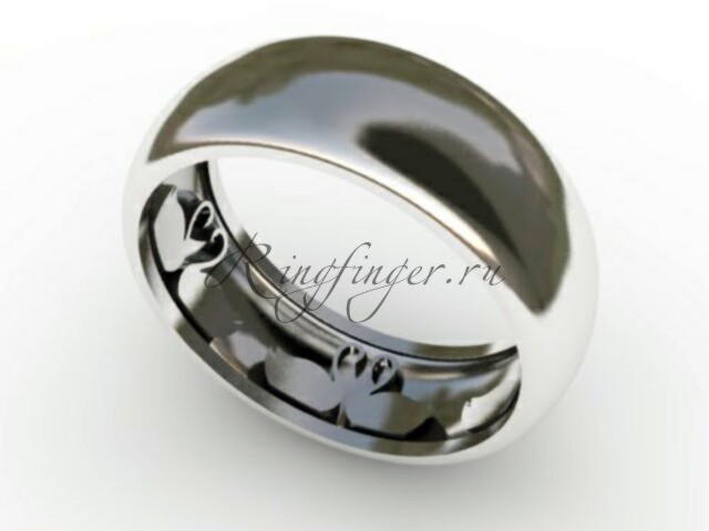 Широкое обручальное кольцо с животными - Влюбленные лебеди