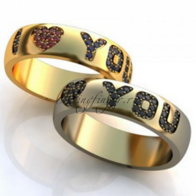 Кольцо для свадьбы с ярко выделенными словами из камней